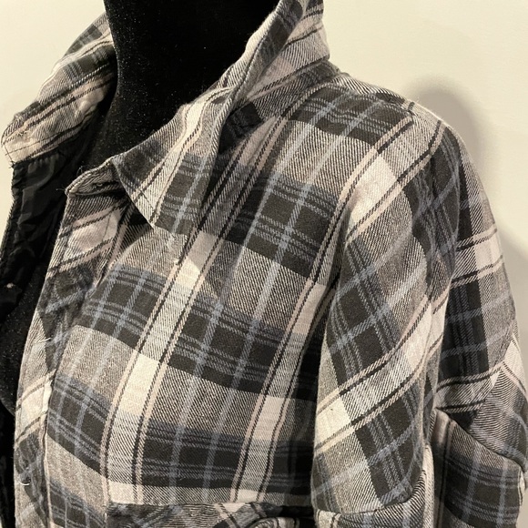 Quilted Work Centre Plaid Shacket Oversize Size XL Men or XXL Women Warm Jacket - Picture 4 of 15